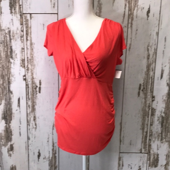 Motherhood Maternity Tops - Motherhood Maternity Orange Short Sleeve Blouse